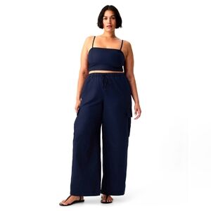 GAP Navy Wide Leg Linen Pants